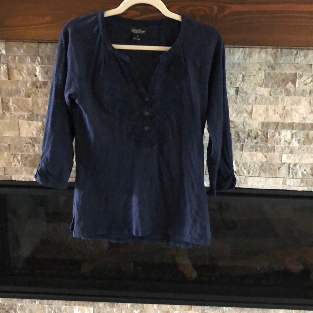 Lucky Brand Bohemian long sleeve cotton top.